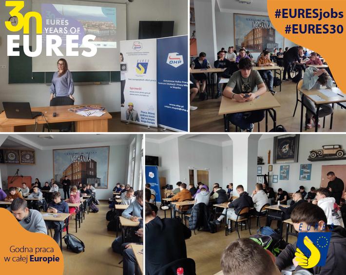 Promocja sieci EURES w ramach kampanii z okazji 30-lecia EURES w Zespole Szkół Mechanicznych i Logistycznych w Słupsku